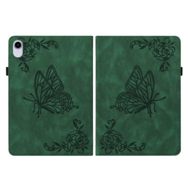 iPad mini 6 (2021) etui præget sommerfugleblomst - grøn