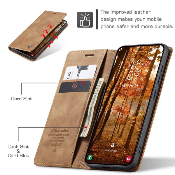 CaseMe Plånboksfodral för Samsung Galaxy S26 Konstläder Ställ - Brun