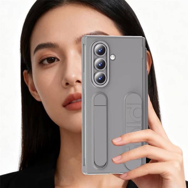 Mobilskal För Galaxy Z Fold 8 Kortfack Kickstand med Skärmskydd - Grå Grå