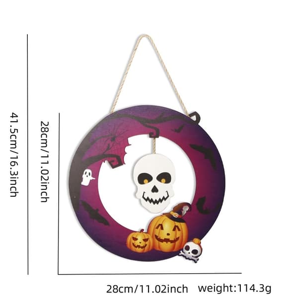 Halloween Hängande Pumpa Fladdermus Spöke Trä - Skull