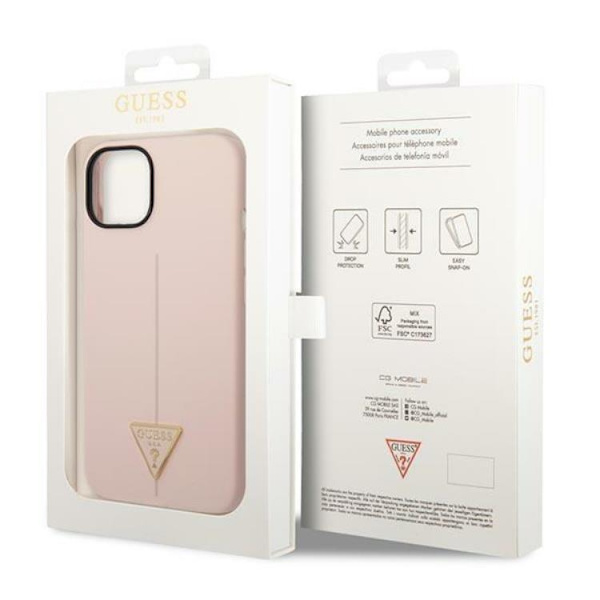 GUESS iPhone 14 Plus Skal Silicone Triangle - Rosa