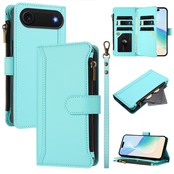 iPhone Air Plånboksfodral Zipper Med Rem - Mintgrön Grön