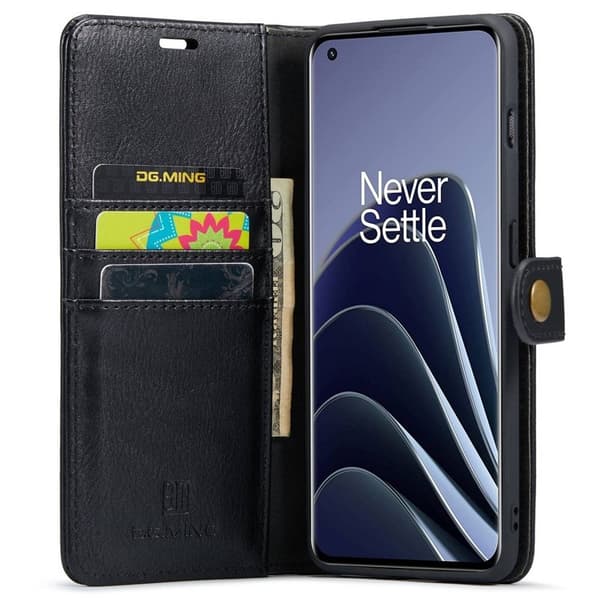 DG.MING OnePlus 10 Pro 5G Plånboksfodral Äkta Läder Stötsäker Svart