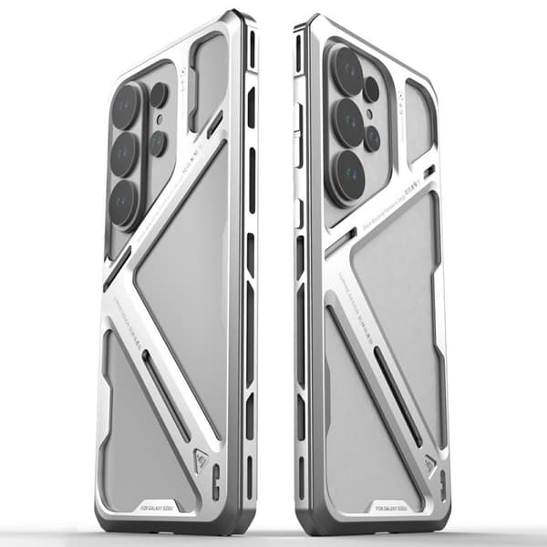 Luphie Mobilskal för Samsung Galaxy S26 Ultra Avtagbar metallram - Silver