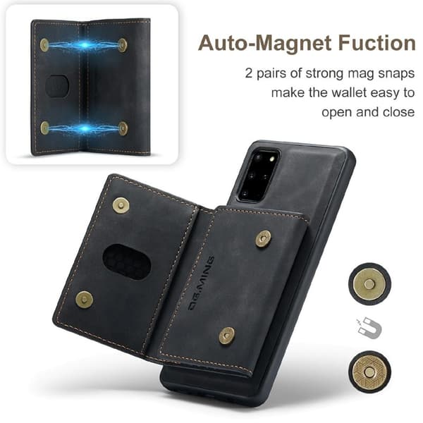 DG.MING Magnetiskt Plånboksfodral för Samsung Galaxy S20 Plus - Svart