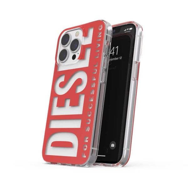 Diesel grafisk cover til iPhone 13/13 Pro rød / hvid White