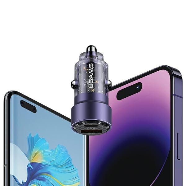 USAMS C39 Billaddare 60W 1xUSB-A 1xUSB-C - Lila