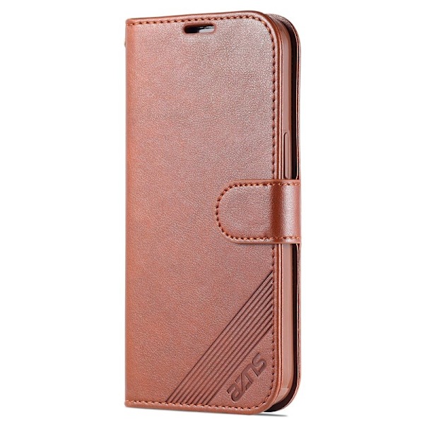 AZNS iPhone 15 Pro Max Plånboksfodral Konstläder - Brun