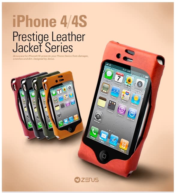 Zenus Leather Jacket väska  till Apple iPhone 4S / 4  (Orange) Orange