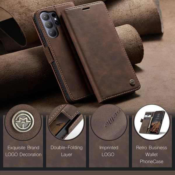 CaseMe Plånboksfodral för Samsung Galaxy S26 Ultra Konstläder Ställ - Kaffe