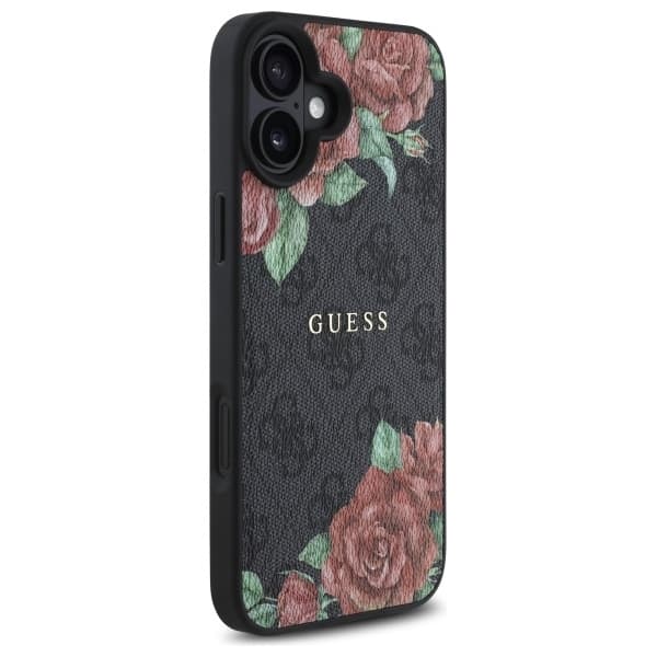 Guess telefonetui til iPhone 16 MagSafe 4G Blomsterprint - Sort Black