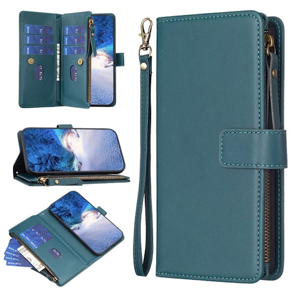 iPhone 15 Pro Max Plånboksfodral Zipper Flip - Grön