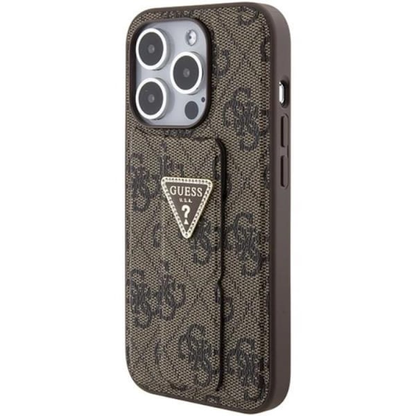 Guess iPhone 15 Mobilskal Grip Stand Triangle Strass - Brun