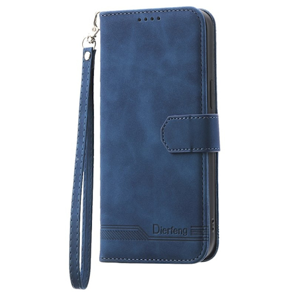DIERFENG DF-03 iPhone 16 Plus Plånboksfodral Konstläder - Blå