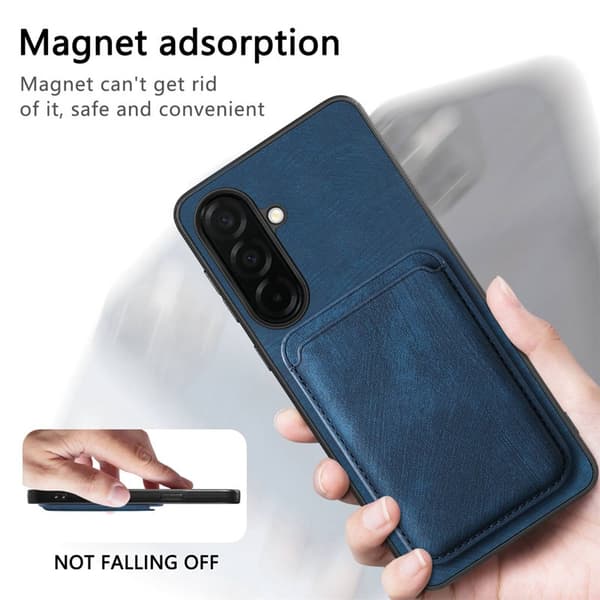 Mobilskal för Samsung Galaxy S26 Plus Magnetiskt Konstläder + TPU - Blå