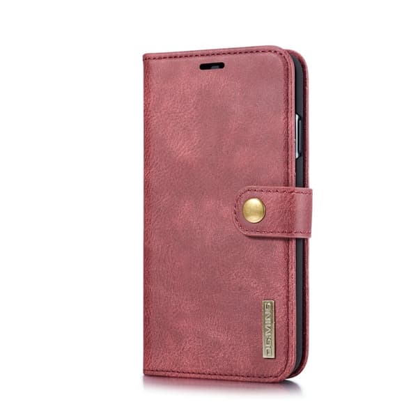 DG.MING iPhone XS Max Plånboksfodral 2-i-1 Äkta läder Röd