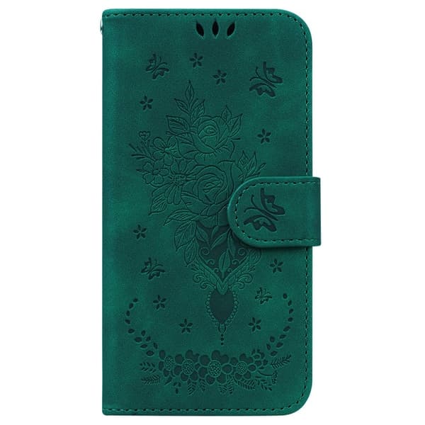 Samsung Galaxy S26 / S26 Pro Plånboksfodral Konstläder Butterfly Blomma - Grön