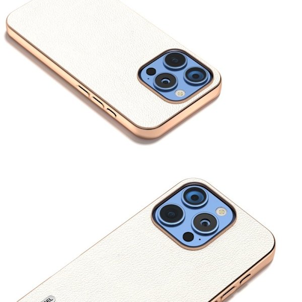 ABEEL Mobilskal till iPhone 16 Pro Electroplating Äkta Läder Grå