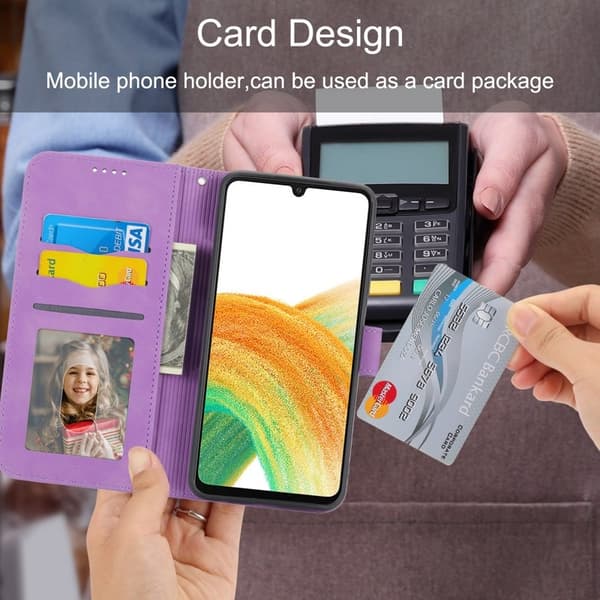 DIERFENG DF-03 Plånboksfodral i Konstläder för Samsung Galaxy A34 5G - Lila
