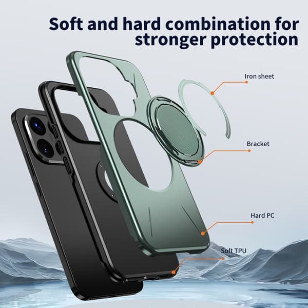 Mobilskal till Xiaomi 15T Pro Magsafe Rotating Kickstand TPU + PC Grön