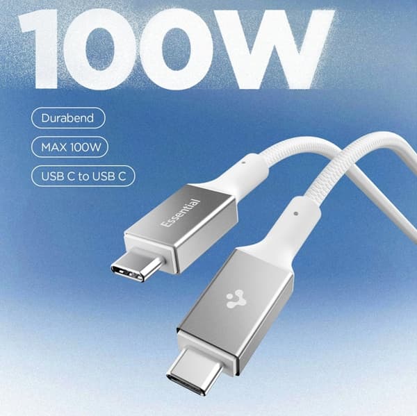 Spigen USB-C till USB-C kabel 1m 100W - Vit Vit