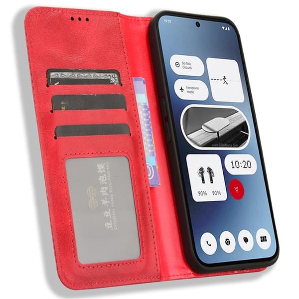 Nothing Phone (2a) Plus Plånboksfodral Retro Kickstand - Röd Röd