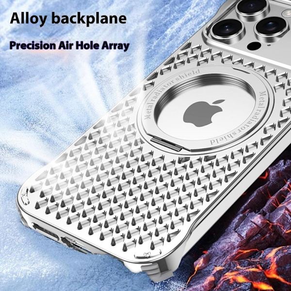 R-JUST RJ64 Mobilskal till iPhone 15 Pro Max Aluminium Grå Cooling