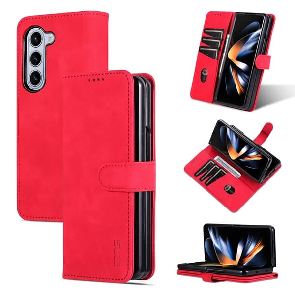 AZNS Samsung Galaxy Z Fold6 Plånboksfodral Konstläder - Röd
