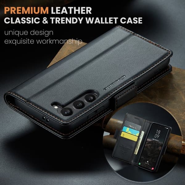CASEME Plånboksfodral Konstläder för Samsung Galaxy S25+ - Svart