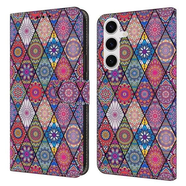 Samsung Galaxy S26 Plånboksfodral Mönstertryck Konstläder Flip Ställ - Röd