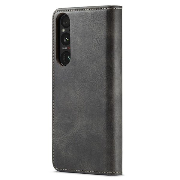 DG.MING Sony Xperia 10 V Plånboksfodral Äkta Läder 2in1 - Grå
