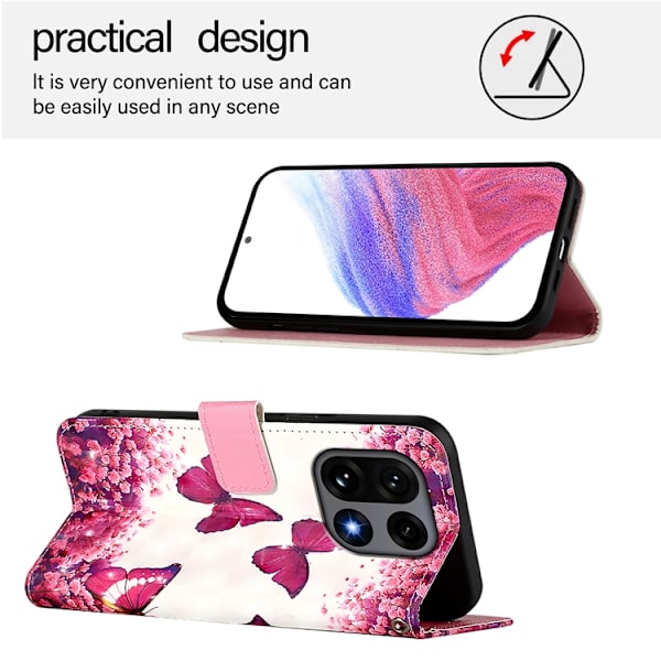 OnePlus 15 Konstläder Plånboksfodral Pattern Printing Rosa