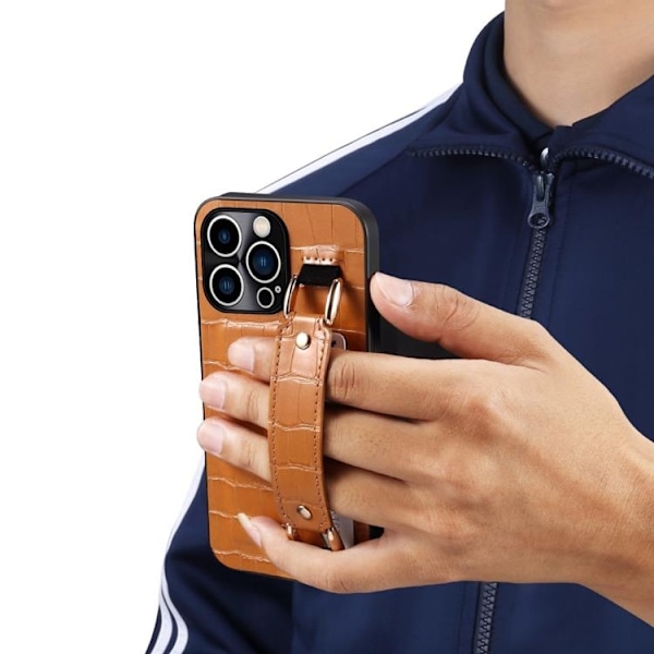 iPhone 14 Pro Skal Korthållare Crocodile - Gul
