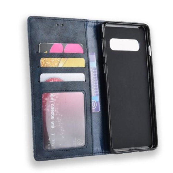 Vintage Plånboksfodral till Samsung Galaxy S10 - Blå Blå