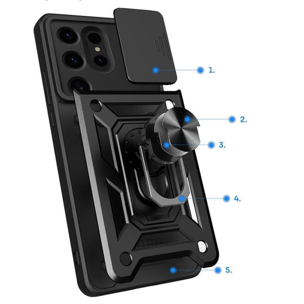 Mobilskal till Galaxy S24 Ultra Hybrid Armor Camshield - Blå Blå