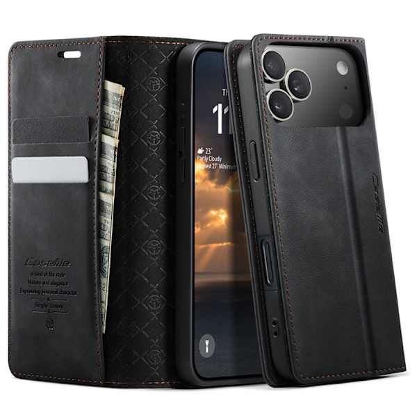 Caseme iPhone 17 Pro Max Plånboksfodral RFID-Skydd 033 Svart