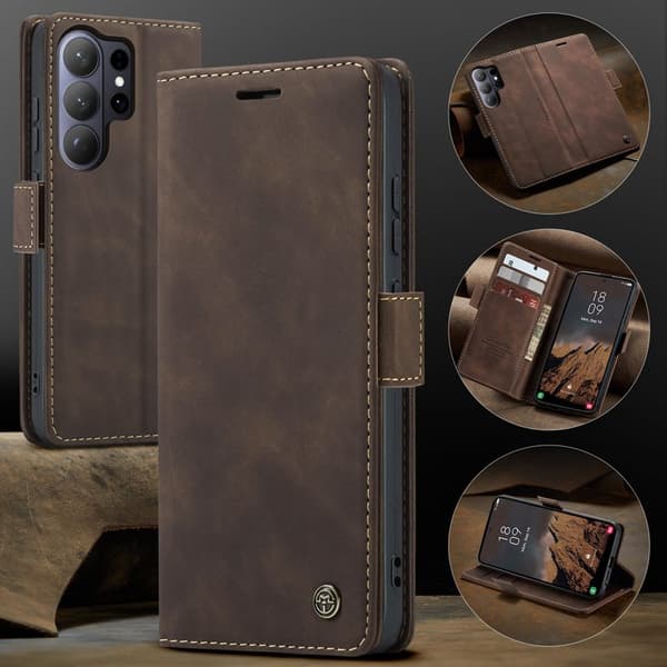 CaseMe Plånboksfodral för Samsung Galaxy S26 Ultra Konstläder Ställ - Kaffe