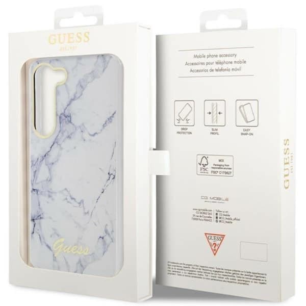 Guess Galaxy S23 Plus Mobilskal Marble - Hvid Vit
