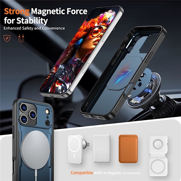Mobilskal till iPhone 17 Pro MagSafe TPU+PC Kickstand - Blå Blå