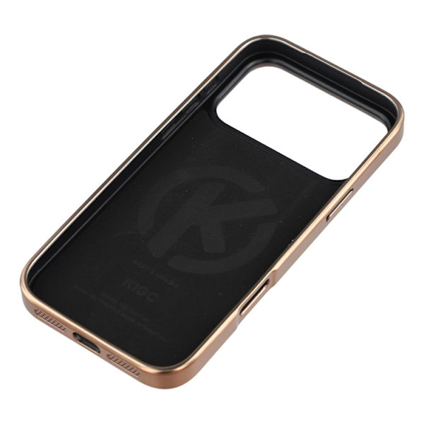 KIGC Mobilskal till iPhone 17 Pro Max Electroplating PC + TPU + PU - Guld Guld