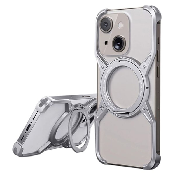 Mobilskal till iPhone 15/14/13 Bumper Frameless Kickstand - Silver Silver