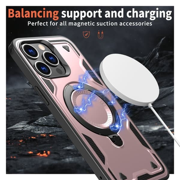 Mobilskal till iPhone 15 Pro Plast MagSafe Militärskydd - Roséguld