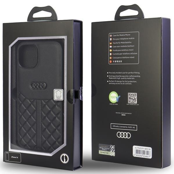 Audi iPhone 11/Xr Mobilskal Äkta Läder - Musta Black