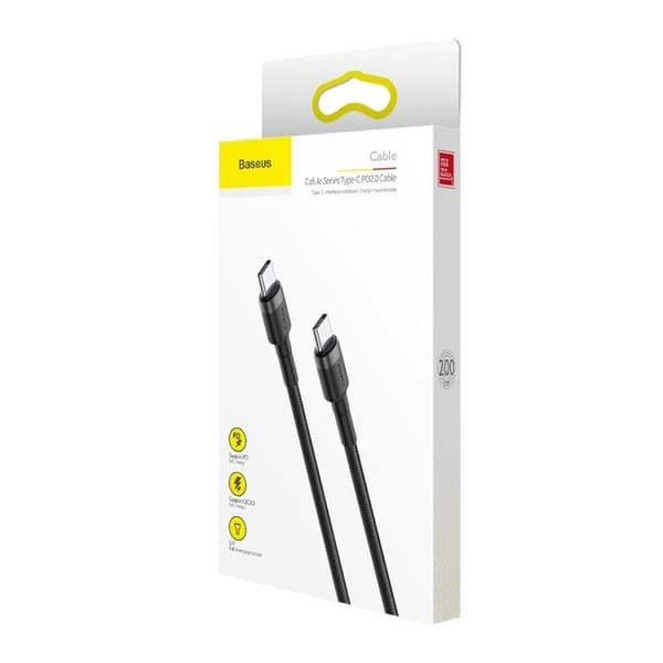 Baseus PD USB-C till USB-C 60W Kabel 2M - Svart/Grå Black