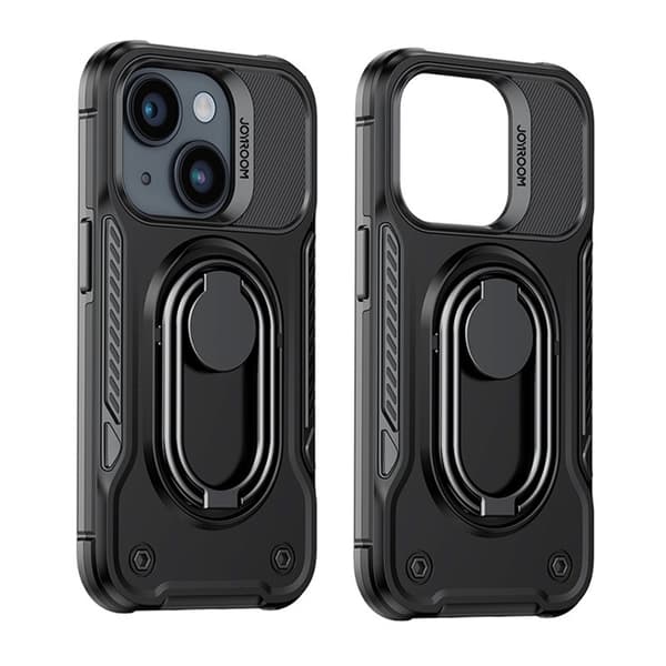 Joyroom iPhone 14 Kuori Renkaanpidike Dual Hinge - Musta Black
