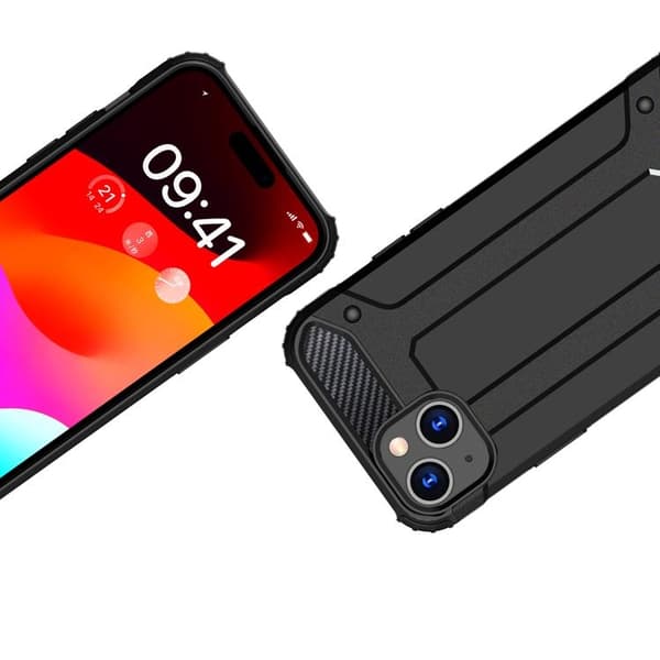 iPhone 15 Plus -puhelimen suojakuori Hybrid Armor - Musta Black