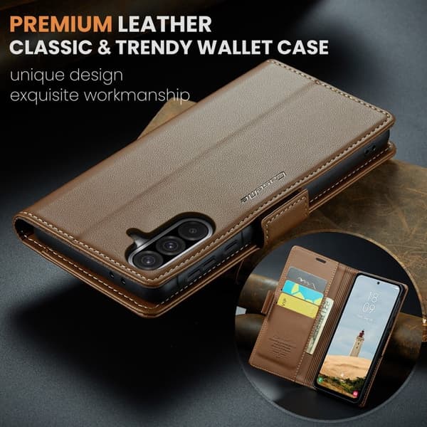CASEME Plånboksfodral Konstläder för Samsung Galaxy A56 5G - Brun