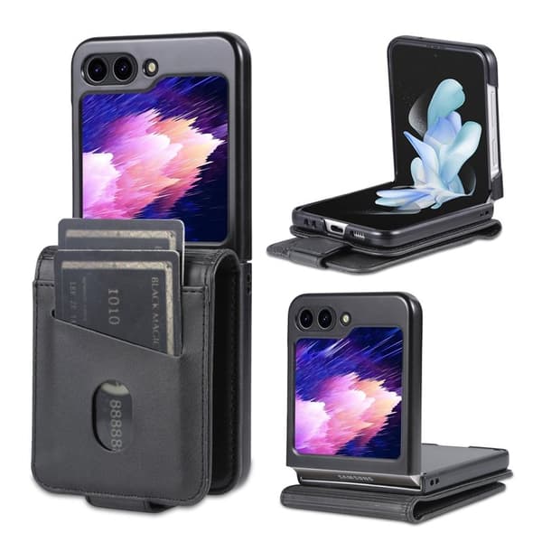 AZNS Samsung Galaxy Z Flip5 Plånboksfodral Konstläder - Svart