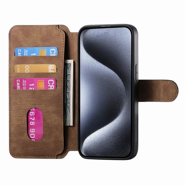 CASENEO MW-03 iPhone 13 Pro Max Plånboksfodral Konstläder - Brun