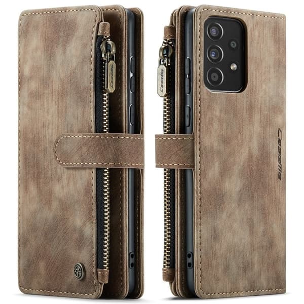 CASEME Konstläder Plånboksfodral för Samsung Galaxy A52s 5G - Brun
